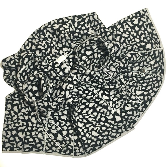 NATION LTD Kelly Blazer Leopard Cardigan Sweater Knit Jacket Wool Black Brown M - Picture 15 of 16